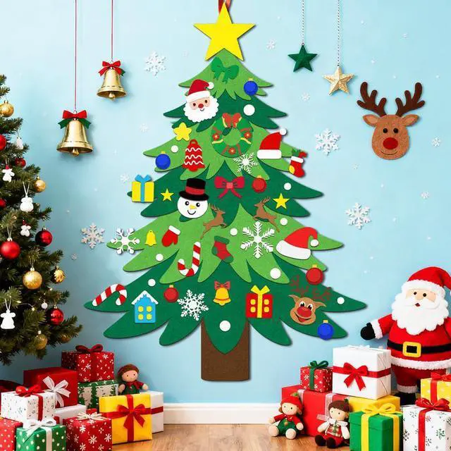Alt view image 3 of 7 - Christmas Tree Felt, 47pcs Christmas Decorations Set, Felt Christmas Tree for Christmas Party Decorations, Xmas Decorations Wall for Christmas Theme Party