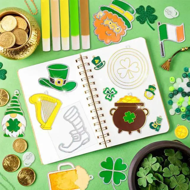 Alt view image 5 of 7 - 201pcs St. Patrick's Day Glue Painting for Irish St. Patrick's Day Party Decorations, Paint Your Own Window Ornaments Irish Sun Catcher Craft for Shamrock Decorations for Irish