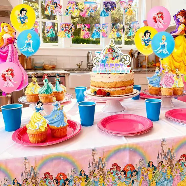 Alt view image 3 of 7 - Princess Birthday Party Supplies,31pcs Princess Decorations Set - Princess Balloon Banner & Princess Party Tablecloth etc Princess Theme Party Decorations Supplies for Girls/Kids