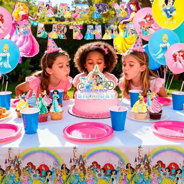 Alt view image 4 of 7 - Princess Birthday Party Supplies,31pcs Princess Decorations Set - Princess Balloon Banner & Princess Party Tablecloth etc Princess Theme Party Decorations Supplies for Girls/Kids