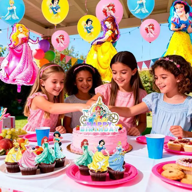 Alt view image 5 of 7 - Princess Birthday Party Supplies,31pcs Princess Decorations Set - Princess Balloon Banner & Princess Party Tablecloth etc Princess Theme Party Decorations Supplies for Girls/Kids