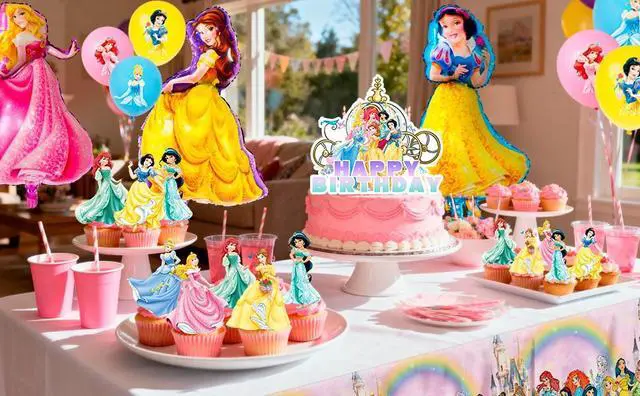 Alt view image 7 of 7 - Princess Birthday Party Supplies,31pcs Princess Decorations Set - Princess Balloon Banner & Princess Party Tablecloth etc Princess Theme Party Decorations Supplies for Girls/Kids