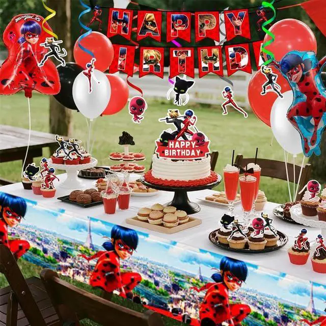 Alt view image 5 of 7 - Miraculous Ladybug Party Decorations, 35 Pcs Miraculous Ladybug Birthday Decorations Set - Miraculous Ladybug Banner Ballons & Tablecloth etc Miraculous Ladybug Birthday Party Decorations for Girls