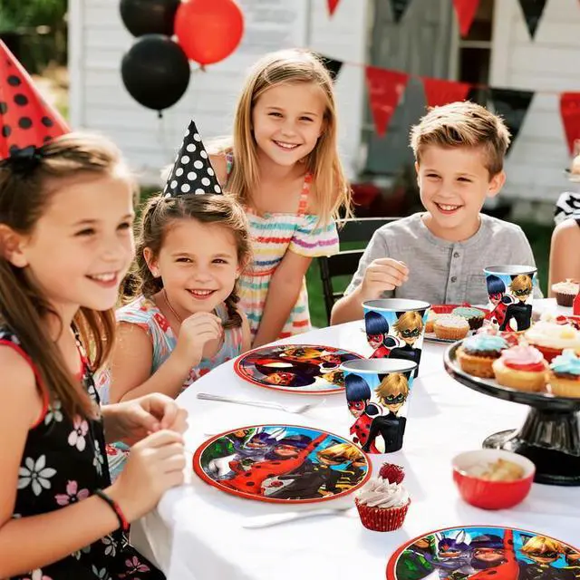 Alt view image 5 of 7 - 114pcs Miraculous Ladybug Birthday Party Decoration Tableware Set- Miraculous Ladybug Party Decorations Banner Plates Cups Tablecloth etc Miraculous Ladybug Party Decorations for Kids,Serves 16