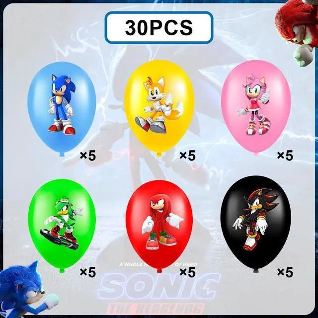 Alt view image 2 of 7 - Sonic Balloons, 30 Pcs Sonic Birthday Balloons for Sonic Birthday Party Supplies, Including 6 Styles and Patterns, Perfect for Sonic Party Decorations, Sonic Birthday Decorations