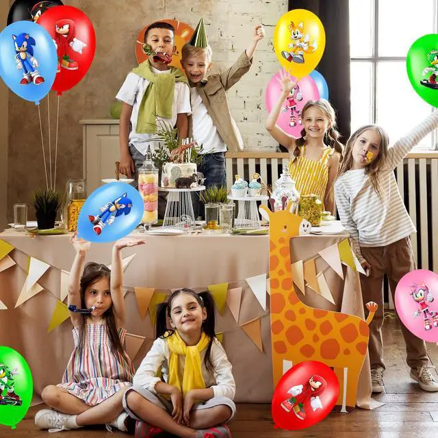 Alt view image 3 of 7 - Sonic Balloons, 30 Pcs Sonic Birthday Balloons for Sonic Birthday Party Supplies, Including 6 Styles and Patterns, Perfect for Sonic Party Decorations, Sonic Birthday Decorations