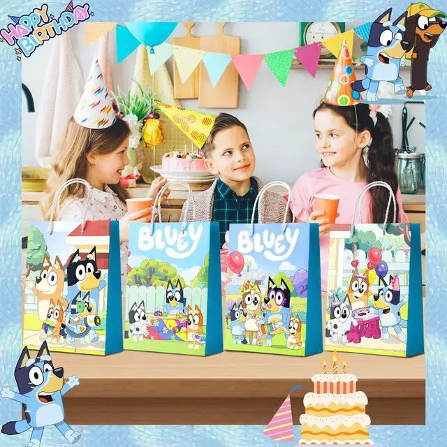 Alt view image 4 of 7 - Bluey Party Gift Bags, 16 Pcs Bluey Gift Paper Bag Set - Bluey Gift Bags, Bluey Party Bags and Bluey Gift Bags for Bluey Party Decorations and Bluey Birthday Decorations