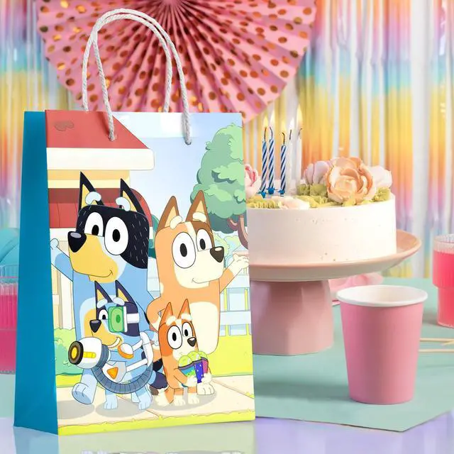 Alt view image 6 of 7 - Bluey Party Gift Bags, 16 Pcs Bluey Gift Paper Bag Set - Bluey Gift Bags, Bluey Party Bags and Bluey Gift Bags for Bluey Party Decorations and Bluey Birthday Decorations