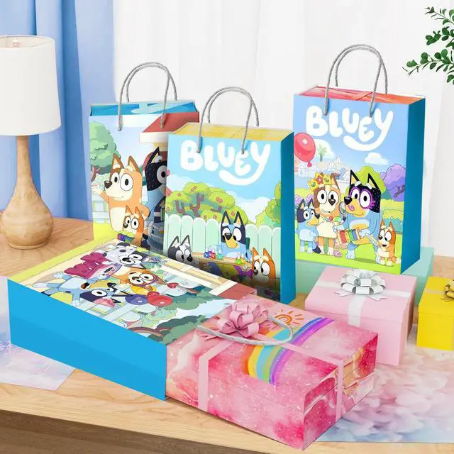 Alt view image 5 of 7 - Bluey Party Gift Bags, 16 Pcs Bluey Gift Paper Bag Set - Bluey Gift Bags, Bluey Party Bags and Bluey Gift Bags for Bluey Party Decorations and Bluey Birthday Decorations