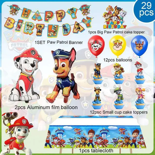 Alt view image 2 of 7 - Paw Patrol Party Decorations, 29pcs Paw Patrol Party Supplies - Paw Patrol Party Balloons Background Tablecloth and Paw Patrol Happy Birthday Banner etc. Puppy Paw Patrol Birthday Party Decorations