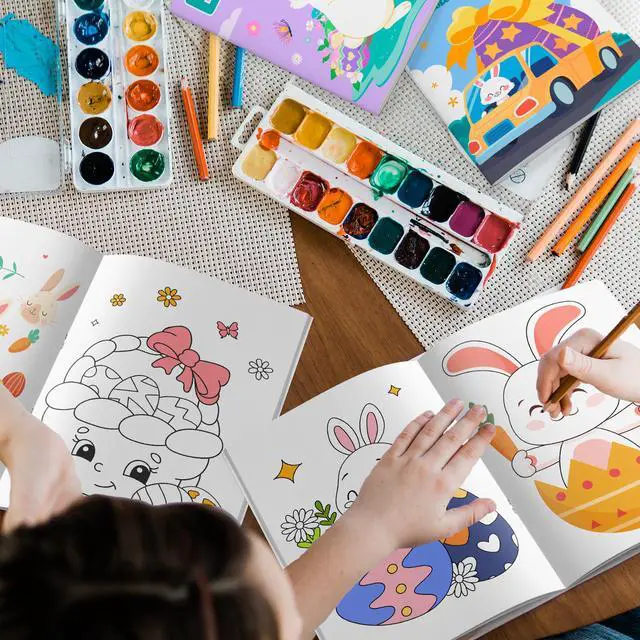 Alt view image 4 of 7 - Easter Coloring Books Bulk, 24 Pcs Easter Mini Coloring Books Easter Coloring Book for Kids + 12 Pcs Easter Party Color Pencils for Easter Party Decorations Favors & Easter Games for Kids