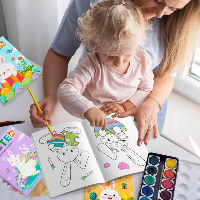 Alt view image 5 of 7 - Easter Coloring Books Bulk, 24 Pcs Easter Mini Coloring Books Easter Coloring Book for Kids + 12 Pcs Easter Party Color Pencils for Easter Party Decorations Favors & Easter Games for Kids