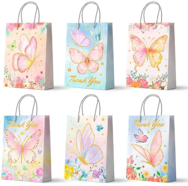 Main image of Butterfly Party Favor Bags with Handles, 24pcs Butterfly Goodie Bags for Birthday Party/Butterfly Gift Bags/Butterfly Candy Bags/Butterfly Treat Bags, Butterfly Paper Bags for Butterfly Decorationsty