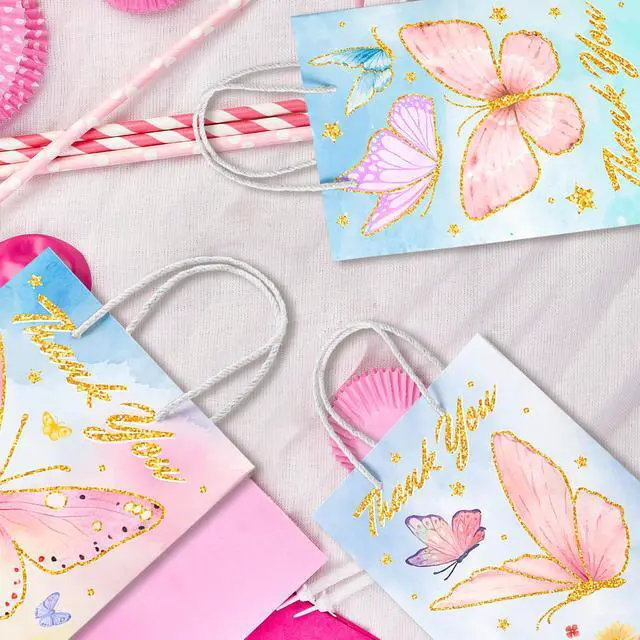 Alt view image 5 of 7 - Butterfly Party Favor Bags with Handles, 24pcs Butterfly Goodie Bags for Birthday Party/Butterfly Gift Bags/Butterfly Candy Bags/Butterfly Treat Bags, Butterfly Paper Bags for Butterfly Decorationsty