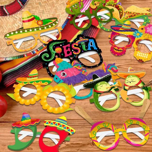 Alt view image 4 of 7 - Mexican Fiesta Party Glasses, 36 Pcs Mexican Party Paper Glasses Set - Fiesta Paper Eyeglasses, Mexican Fiesta Eyeglasses & Cinco De Mayo Paper Glasses for Mexican Birthday Party Decorations
