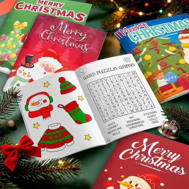 Alt view image 3 of 7 - 24pcs Christmas Coloring Books Bulk, 12pcs Pencils for Christmas Decor