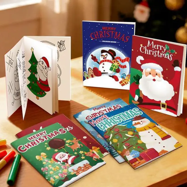 Alt view image 4 of 7 - 24pcs Christmas Coloring Books Bulk, 12pcs Pencils for Christmas Decor