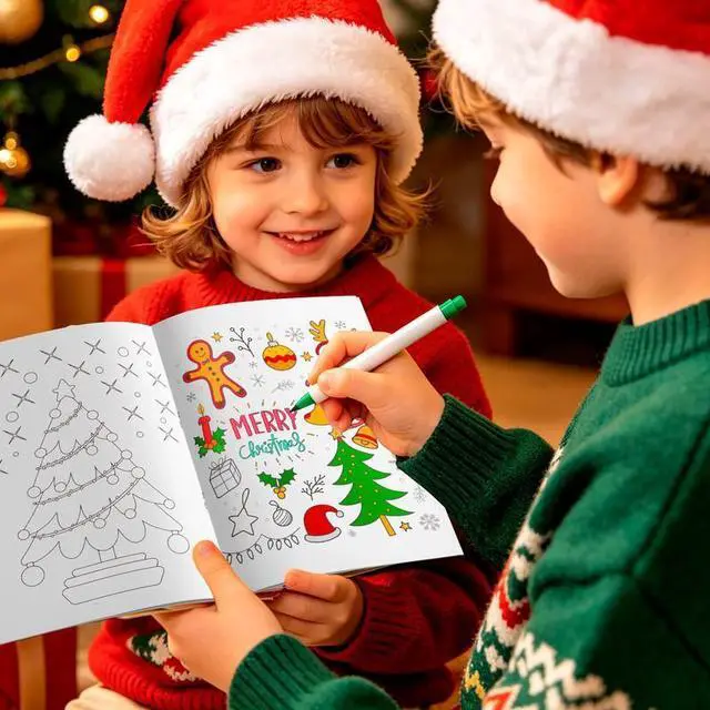 Alt view image 5 of 7 - 24pcs Christmas Coloring Books Bulk, 12pcs Pencils for Christmas Decor
