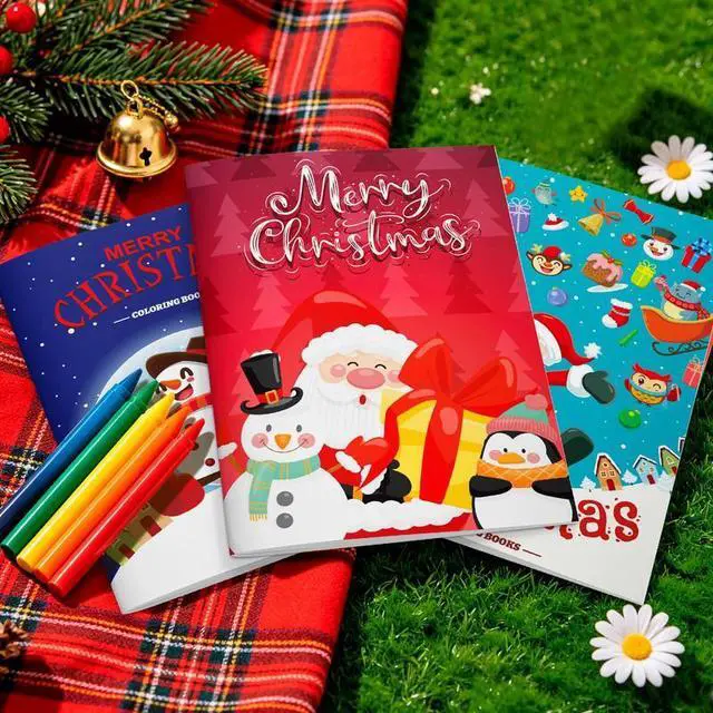 Alt view image 6 of 7 - 24pcs Christmas Coloring Books Bulk, 12pcs Pencils for Christmas Decor