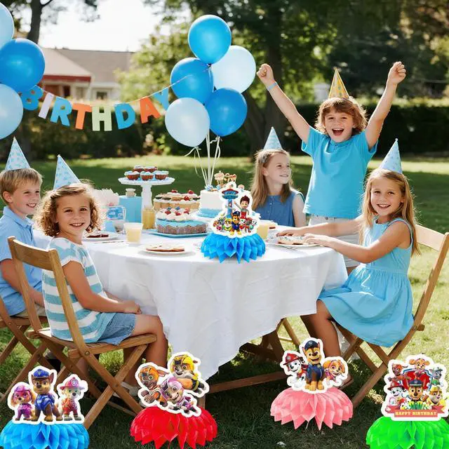 Alt view image 5 of 7 - Paw Patrol Centerpieces,9pcs Paw Patrol Birthday Party Table Centerpieces Set- Paw Patrol Party Honeycomb Centerpieces & Paw Patrol Themed Centerpieces for Paw Patrol Party Table Decorations