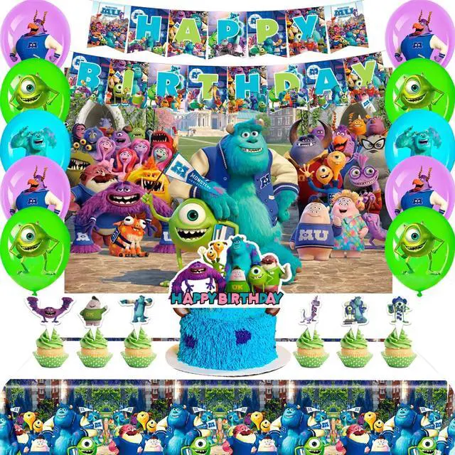 Main image of Monsters Inc. Birthday Party Decorations, 28 Pcs Monsters Inc. Party Supplies - Monsters Inc. Party Balloons Backdrop Cake Toppers Tablecloths etc for Monsters Inc. Party Decorations