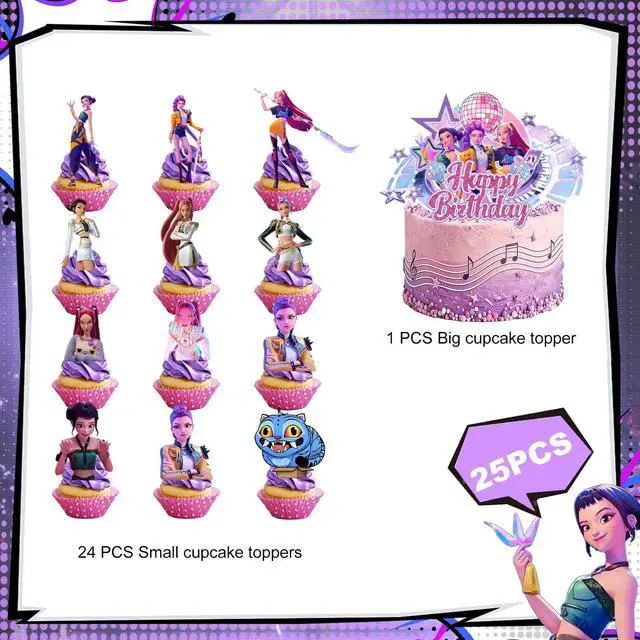 Alt view image 2 of 7 - 25 KPOP Party Decoration Demon Music Hunter Cake Birthday Supplies Cake Topper