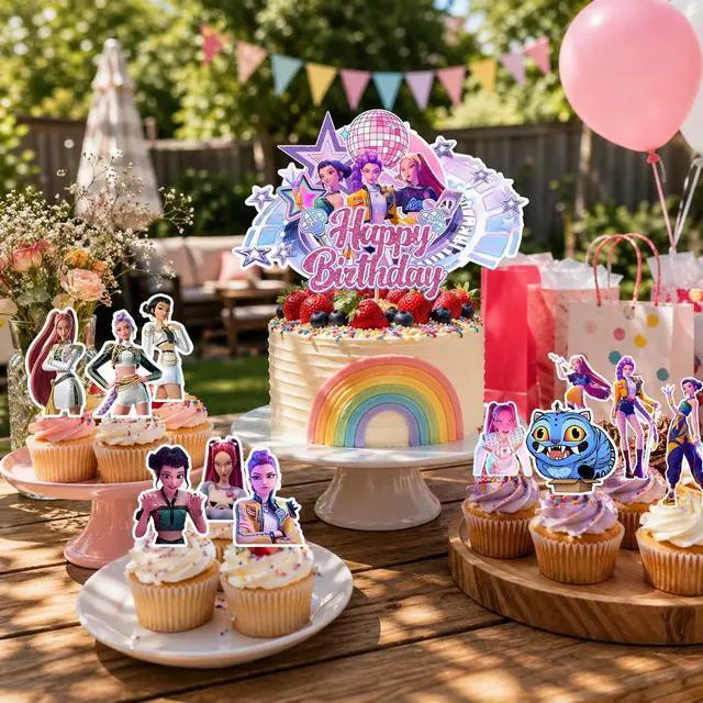 Alt view image 6 of 7 - 25 KPOP Party Decoration Demon Music Hunter Cake Birthday Supplies Cake Topper