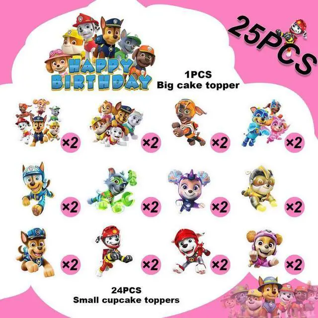 Alt view image 2 of 7 - Paw Patrol Cake Decorations, 24 Paw Patrol Cupcake Toppers & 1 Paw Patrol Big Cake Topper Paw Patrol Cake Decoration for Paw Patrol Birthday Decorations & Paw Patrol Party Supplies