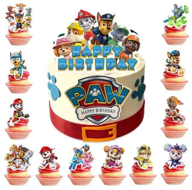 Main image of Paw Patrol Cake Decorations, 24 Paw Patrol Cupcake Toppers & 1 Paw Patrol Big Cake Topper Paw Patrol Cake Decoration for Paw Patrol Birthday Decorations & Paw Patrol Party Supplies