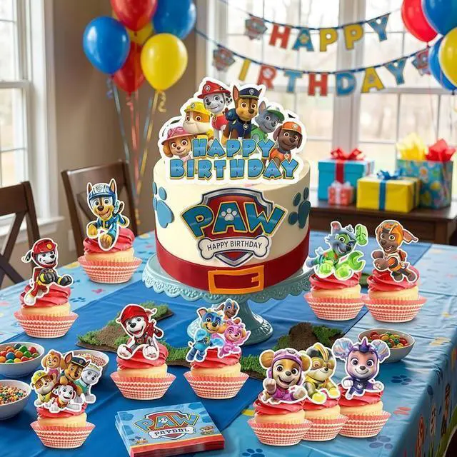 Alt view image 3 of 7 - Paw Patrol Cake Decorations, 24 Paw Patrol Cupcake Toppers & 1 Paw Patrol Big Cake Topper Paw Patrol Cake Decoration for Paw Patrol Birthday Decorations & Paw Patrol Party Supplies