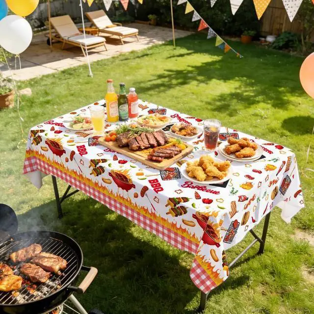 Alt view image 3 of 7 - BBQ Party Tablecloth, 3pcs Barbecue Tablecloth Barbecue Themed Tablecloth for Picnic Party Decorations Supplies Barbecue Birthday Party Supplies