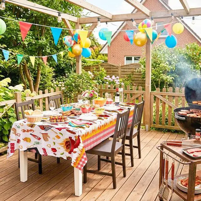 Alt view image 5 of 7 - BBQ Party Tablecloth, 3pcs Barbecue Tablecloth Barbecue Themed Tablecloth for Picnic Party Decorations Supplies Barbecue Birthday Party Supplies