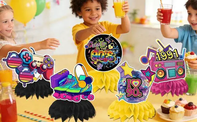 Alt view image 7 of 7 - 90s Party Supplies,12pcs 90s Honeycomb Centerpieces,90s Centerpieces for Tables 3D Double Side for 90s Party Decorations