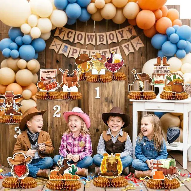 Alt view image 4 of 7 - Cowboy Party Honeycomb Centerpiece, 12pcs Cowboy Table Honeycomb Centerpieces Wild West Cowboy Centerpieces for Tables, Western Party Centerpiece Decorations for Cowboy Decorations