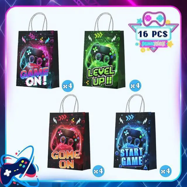 Alt view image 2 of 7 - Video Game Goodie Bags, 16 Pcs Video Game Goodie Bags Set Video Game Party Favor Bags, gaming party favor bags Gaming Birthday Gift Bag, for Video Game Birthday Decorations