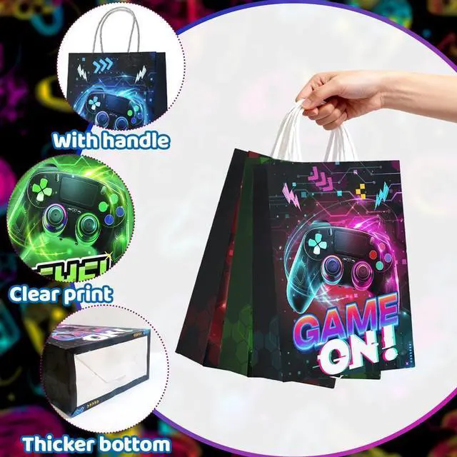 Alt view image 3 of 7 - Video Game Goodie Bags, 16 Pcs Video Game Goodie Bags Set Video Game Party Favor Bags, gaming party favor bags Gaming Birthday Gift Bag, for Video Game Birthday Decorations