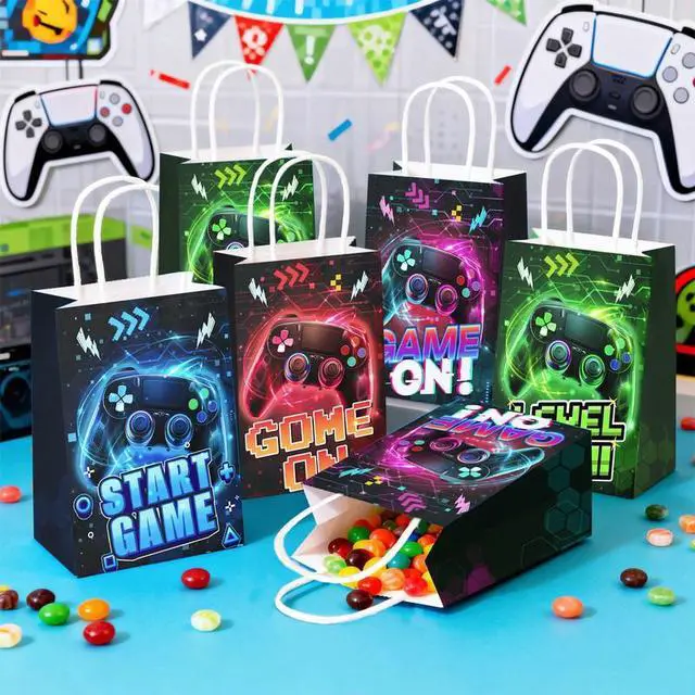 Alt view image 7 of 7 - Video Game Goodie Bags, 16 Pcs Video Game Goodie Bags Set Video Game Party Favor Bags, gaming party favor bags Gaming Birthday Gift Bag, for Video Game Birthday Decorations