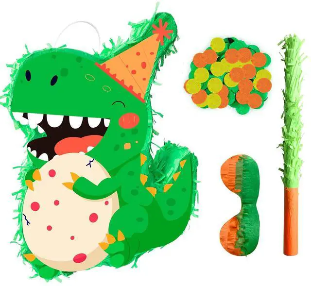 Main image of Dinosaur Piñata, 15.7'' Dino Themed Party Pinata Bundle - Dino Piñata Large, Dinosaur Party Decorations Blindfold & Dinosaur Birthday Party Stick etc Dinosaur Birthday Party Supplies for Boys Girls