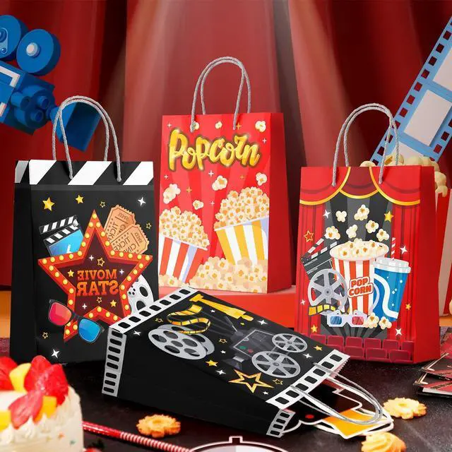 Alt view image 4 of 7 - Movie Night Gift Bags, 24 Pcs Movie Night Treat Bags Set - Movie Night Party Gift Bags, Movie Night Themed Goodie Bag & Movie Night Birthday Gift Bag for Movie Night Birthday Party Decorations