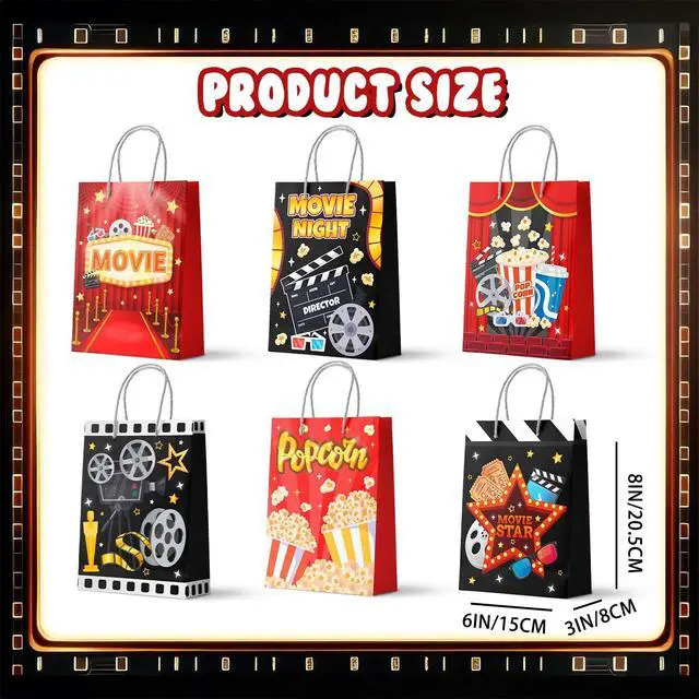 Alt view image 7 of 7 - Movie Night Gift Bags, 24 Pcs Movie Night Treat Bags Set - Movie Night Party Gift Bags, Movie Night Themed Goodie Bag & Movie Night Birthday Gift Bag for Movie Night Birthday Party Decorations