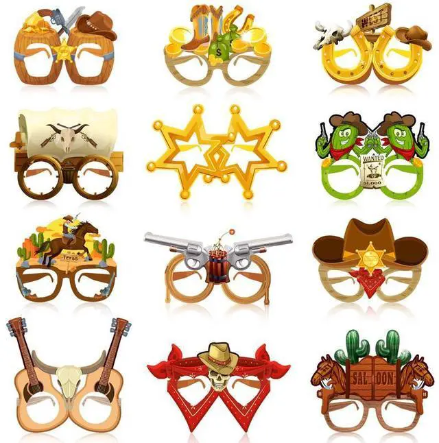 Main image of Western Party Favors Decorations, 36pcs Cowboy Paper Glasses Western Cowboy Party Eyeglasses, Western Theme Paper Glasses for Cowboy Theme Party Decorations