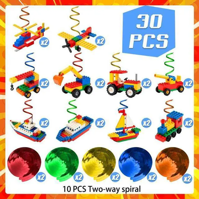 Alt view image 2 of 7 - 30pcs Building Block Swirl Decoration for Building Block Decorations, Building Block Hanging Swirls for Building Block Birthday Party Decorations Supplies Building Block Party Favors