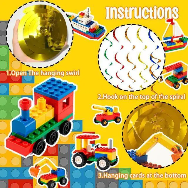 Alt view image 5 of 7 - 30pcs Building Block Swirl Decoration for Building Block Decorations, Building Block Hanging Swirls for Building Block Birthday Party Decorations Supplies Building Block Party Favors