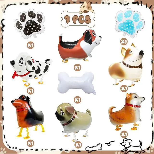 Alt view image 2 of 7 - 9pcs Dog Foil Balloons for Dog Party Supplies, Walking Dog Balloons Dog Birthday Balloons for Puppy Birthday Party Decorations Supplies Pet Party Decorations