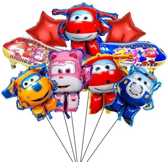 Main image of 9 Pcs Super Wings Party Balloons, Super Wings Birthday Balloons Decorations Set, Jett , Dizzy Balloons etc. for Super Wings Themed Birthday Party Supplies for Kids