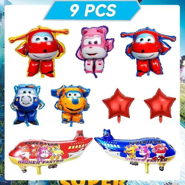 Alt view image 2 of 7 - 9 Pcs Super Wings Party Balloons, Super Wings Birthday Balloons Decorations Set, Jett , Dizzy Balloons etc. for Super Wings Themed Birthday Party Supplies for Kids