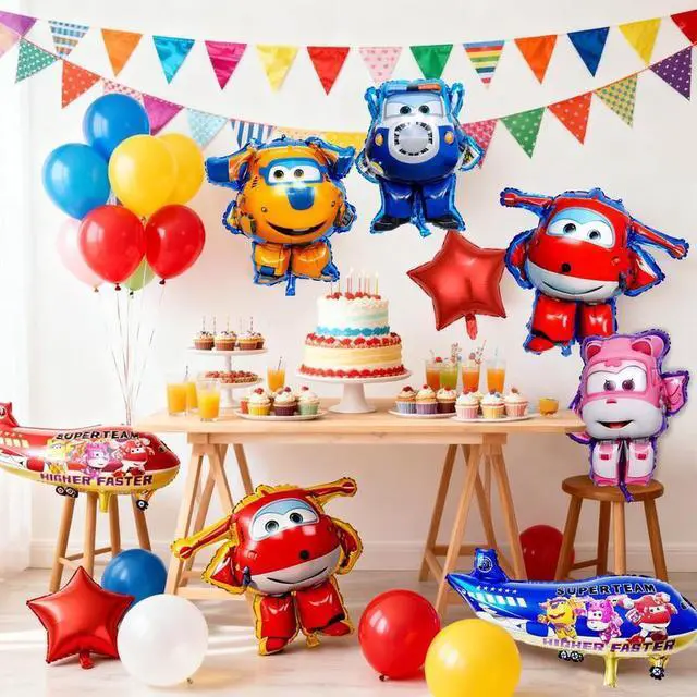 Alt view image 5 of 7 - 9 Pcs Super Wings Party Balloons, Super Wings Birthday Balloons Decorations Set, Jett , Dizzy Balloons etc. for Super Wings Themed Birthday Party Supplies for Kids