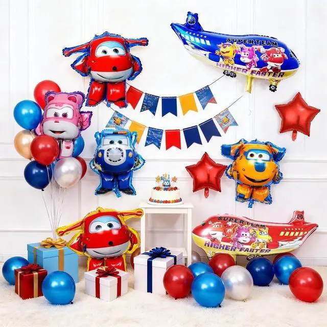 Alt view image 6 of 7 - 9 Pcs Super Wings Party Balloons, Super Wings Birthday Balloons Decorations Set, Jett , Dizzy Balloons etc. for Super Wings Themed Birthday Party Supplies for Kids