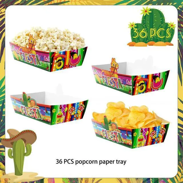 Alt view image 2 of 7 - 36pcs Mexican Popcorn Tray, Fiesta Mexican Food Trays for Mexican Fiesta Party Decorations, Cinco De Mayo Popcorn Tray for Mexican Theme Birthday Party Supplies