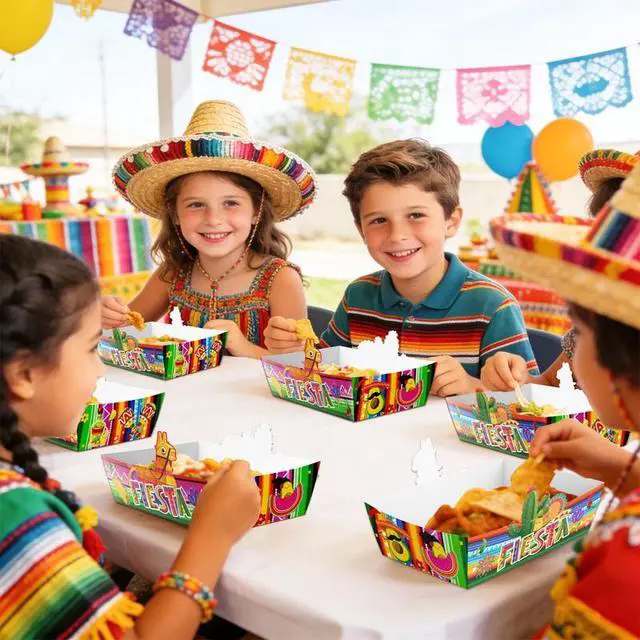 Alt view image 6 of 7 - 36pcs Mexican Popcorn Tray, Fiesta Mexican Food Trays for Mexican Fiesta Party Decorations, Cinco De Mayo Popcorn Tray for Mexican Theme Birthday Party Supplies